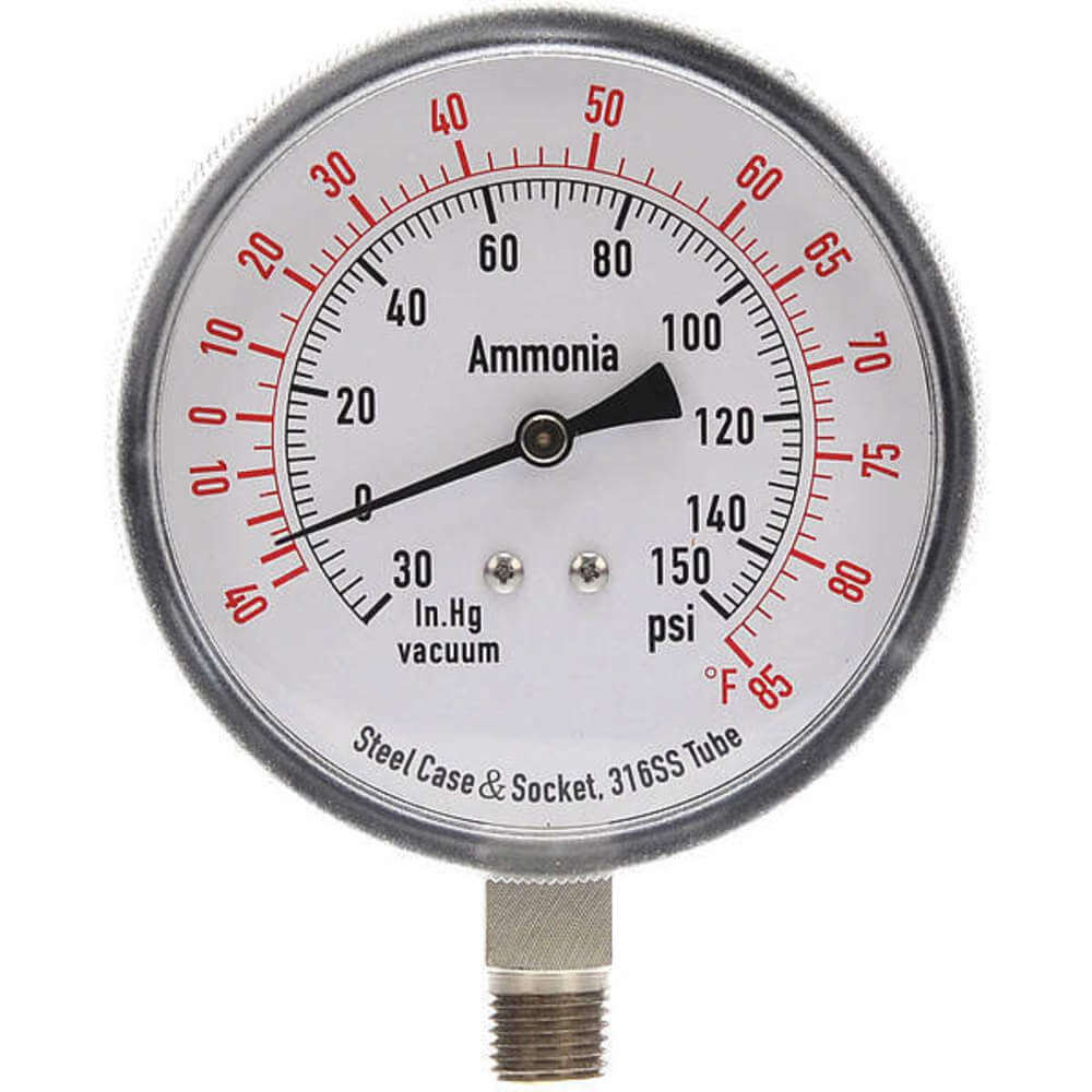 APPROVED VENDOR 4CFW8 Compound Gauge Ammonia 3 1/2 Inch 150 Psi | AD6XLR
