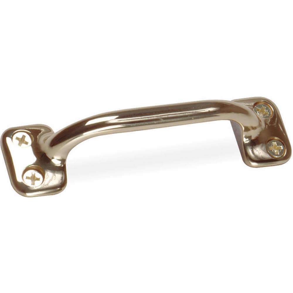 Pull Handle, Unthreaded Holes, Brass, Brass, 3 1/2 in Mounting Hole Center to Center
