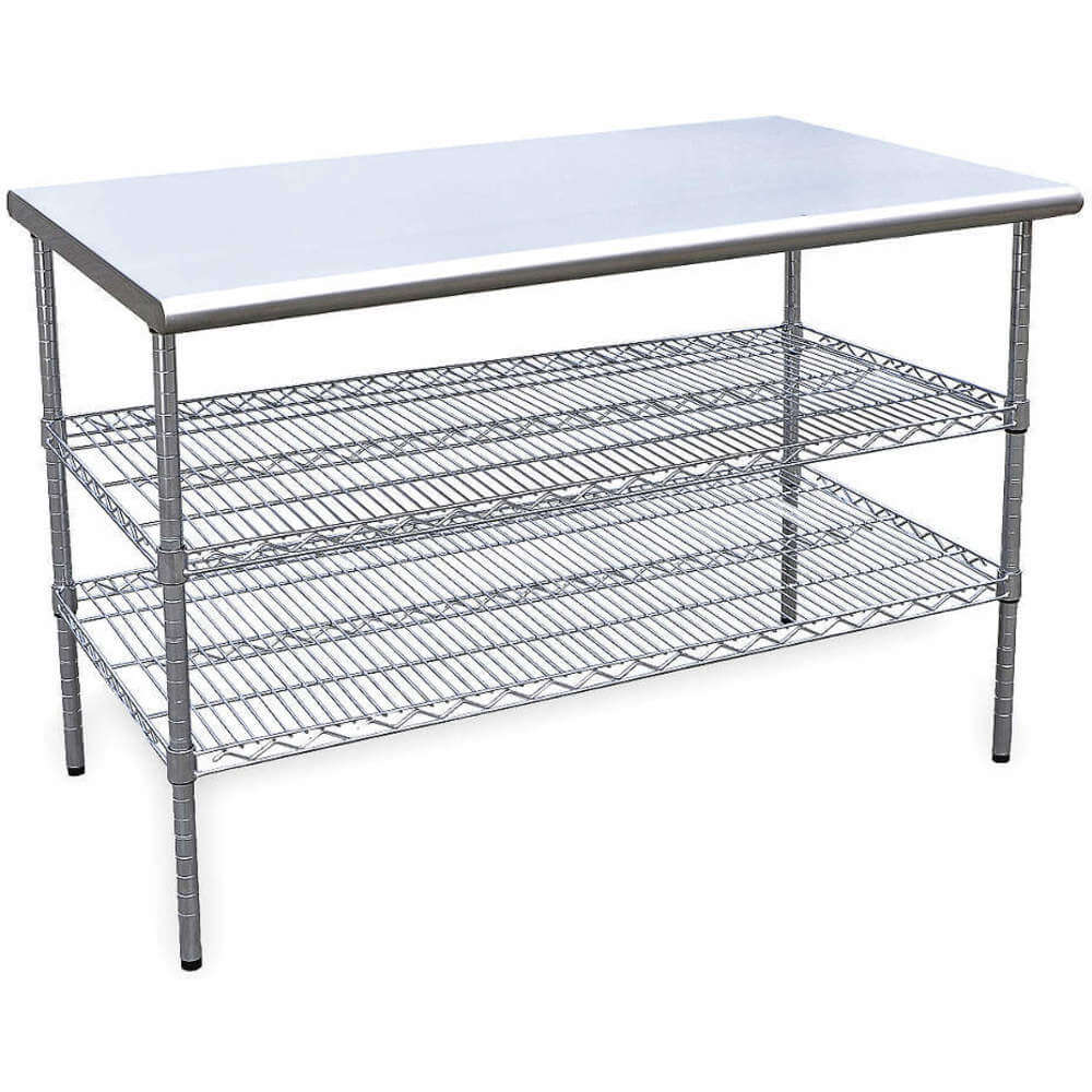 Worktable W 48 D 30 With 2 Wire Shelves
