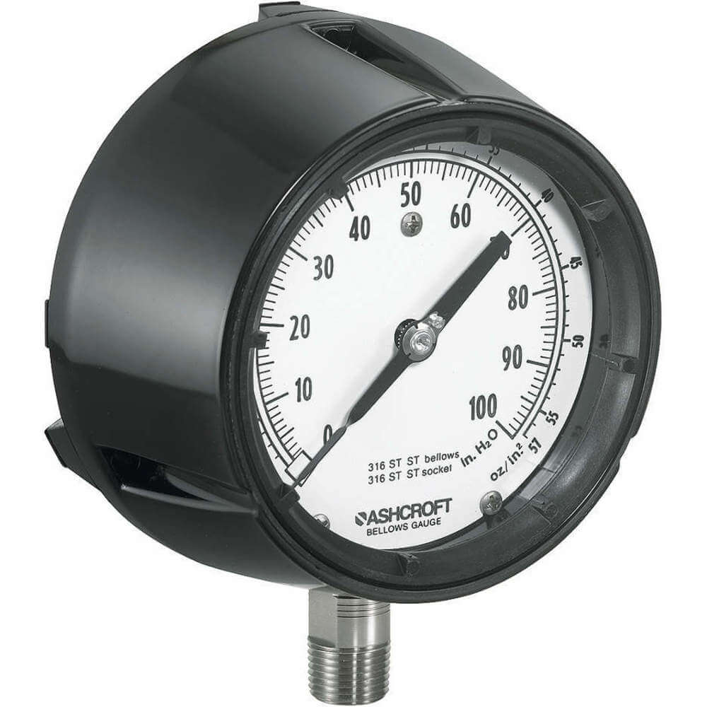 Low Pressure Gauge, For Oil & Gas, Wastewater, & Process Applications, 0 to 100 Inch wc