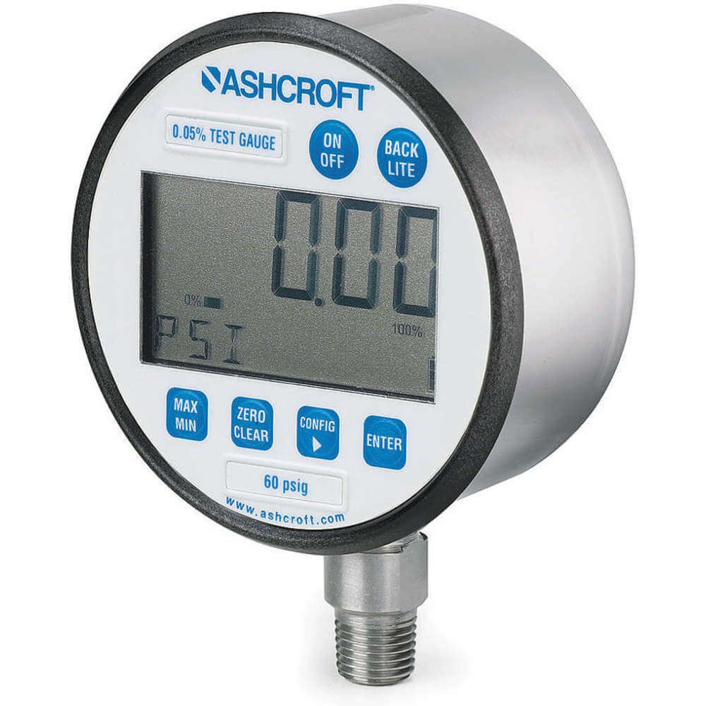 Digital Test Compound Gauge, Calibrator Pressure Gauge, 0 to 15 PSI, Included, Bottom