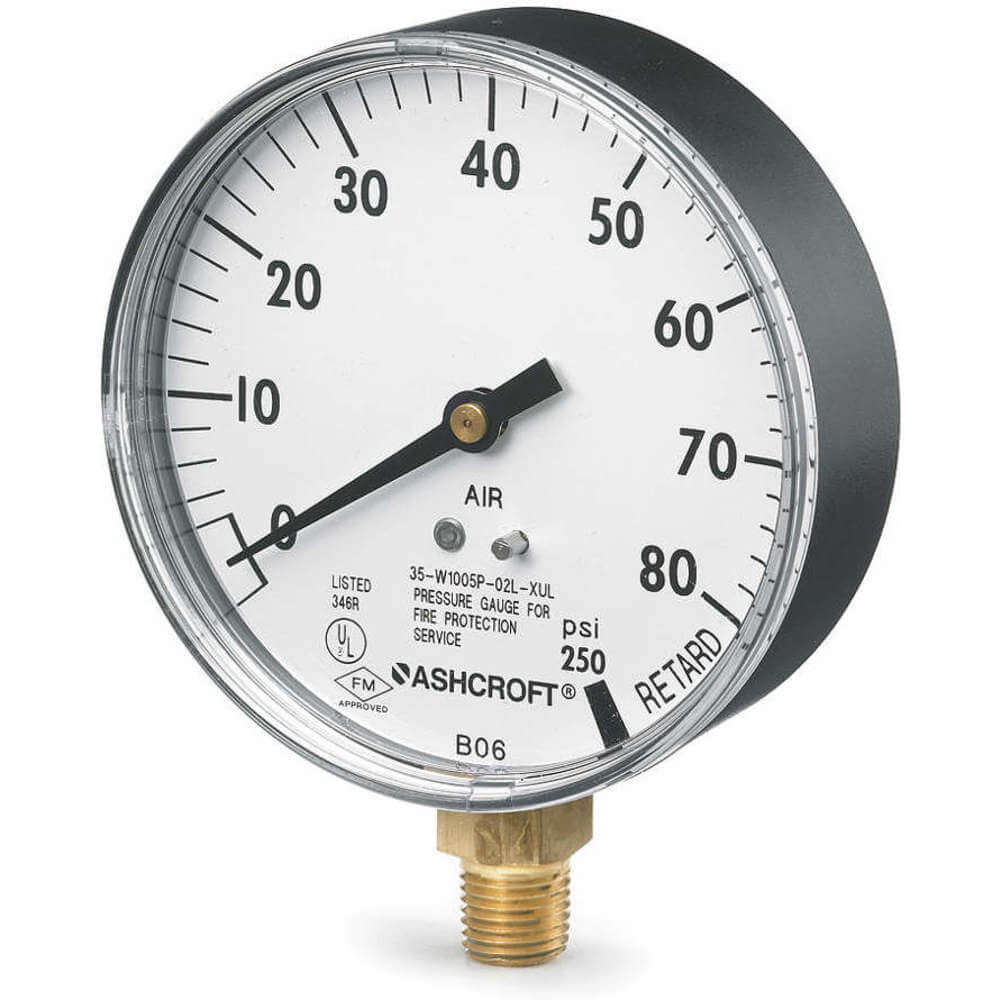 ASHCROFT 35 1005P XUL 02L 80# Pressure Gauge 0 To 80 Psi 3-1/2 Inch 1/4in | AE7AUH 5WJ62