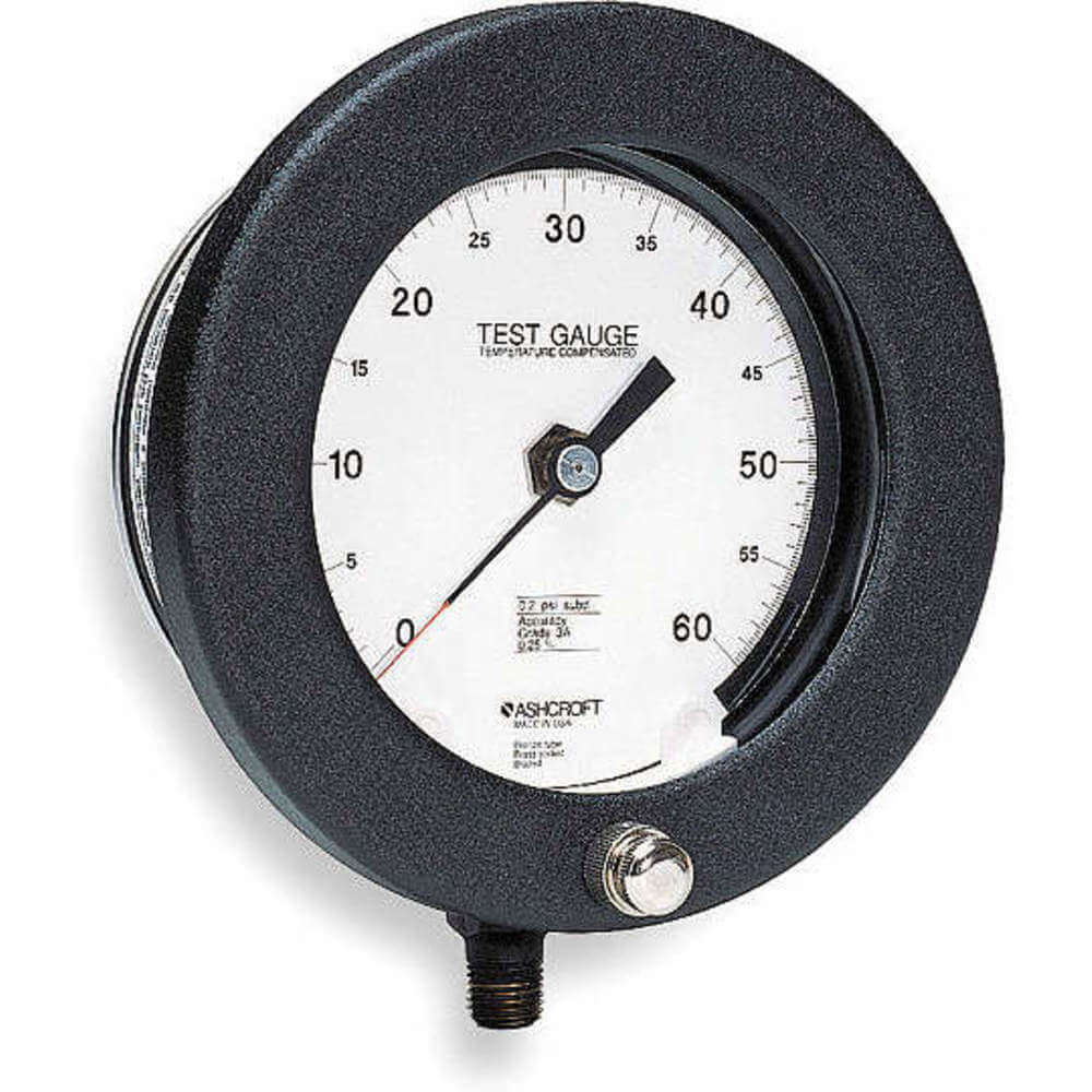 Test Pressure Gauge, Grade 3A - Test, 4 1/2 Inch Dial, 1/4 Inch NPT Male, 0 to 200 PSI