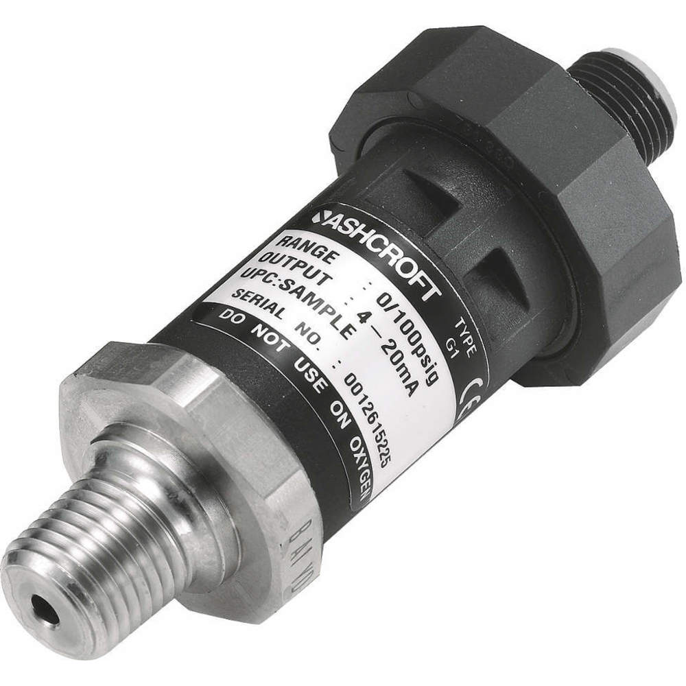 Pressure Transmitter, 0 to 200 PSI, 1 to 5V DC, 4-Pin M12 Connector, 1/4 Inch Male NPT