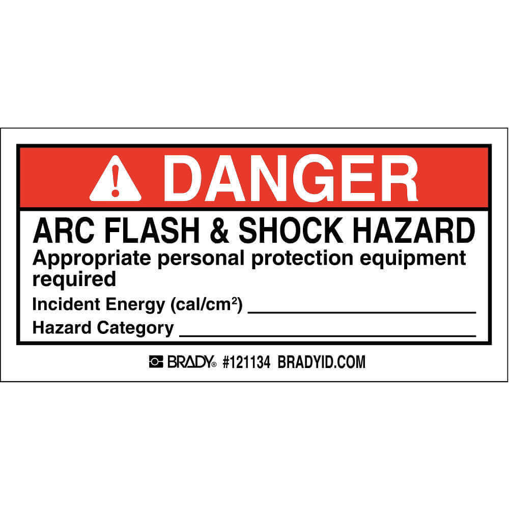 BRADY 121134 Arc Flash Label 2 Inch H 4 Inch Width - Pack Of 100 | AA4ZHE 13K859