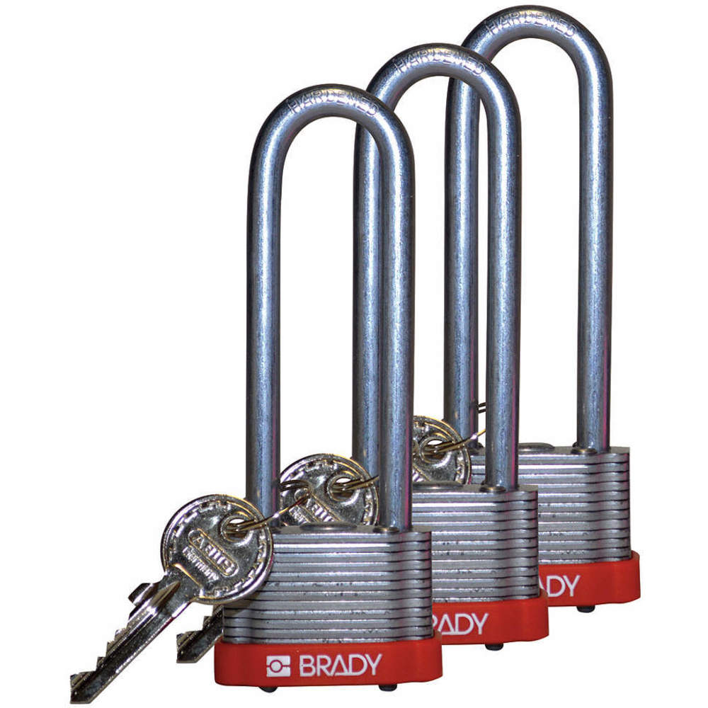 BRADY 123252 Padlock Keyed Alike 3 Inch H 5 Pin Steel - Pack Of 3 | AC8EPA 39N353