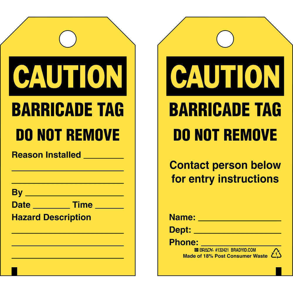 BRADY 132421 Caution Tag 5-3/4 inch Height x 3 Inch Width Polyester PK25 | AH2MCF 29UG14