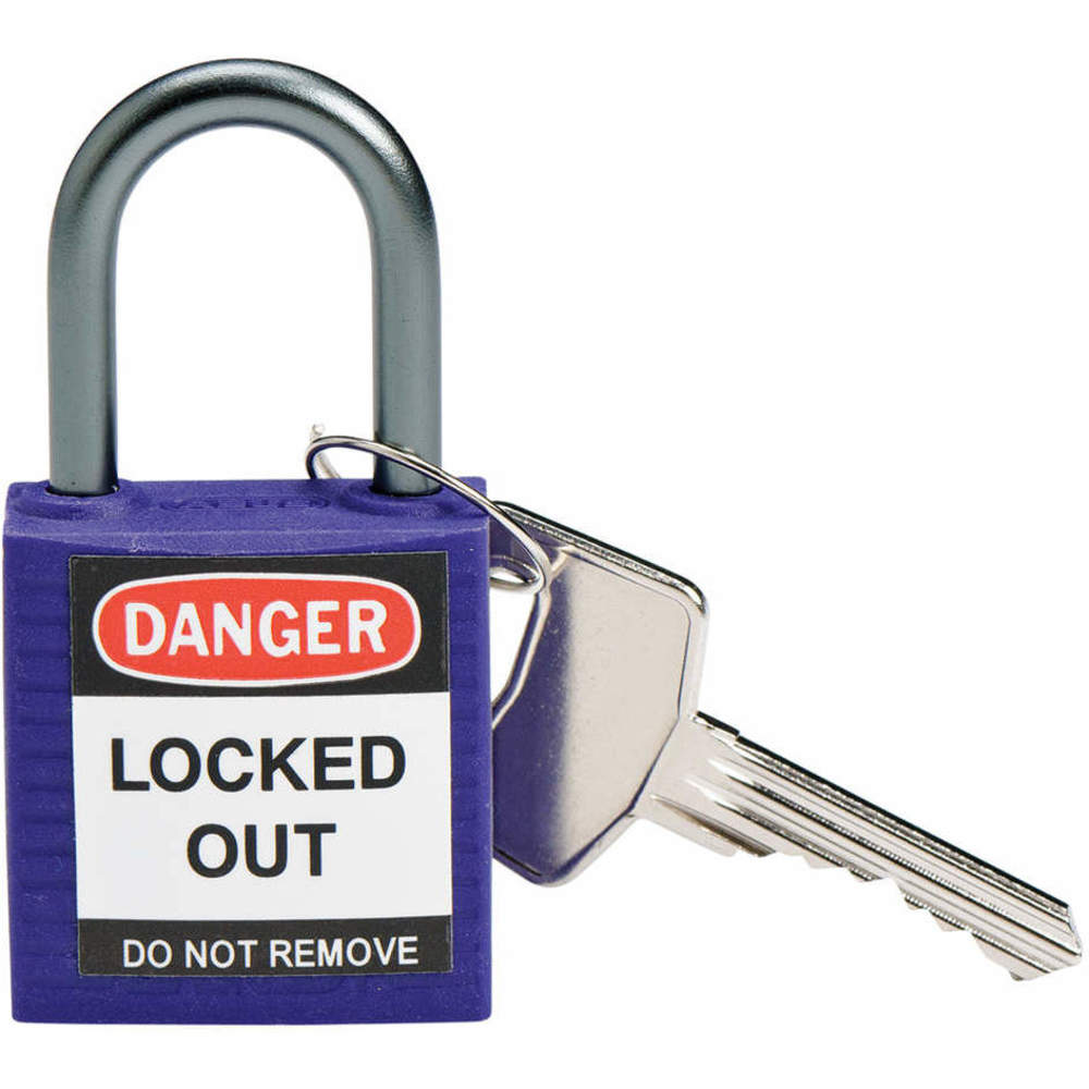 Lockout Padlock, Keyed Alike, Nylon, Compact Body Size, Aluminium, Purple