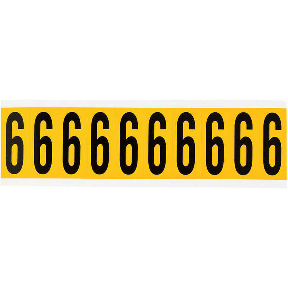 BRADY 1534-6 Number Label 6 2-1/4 Inch Height x 7/8 Inch Width Vinyl | AH3JJX 32ME76