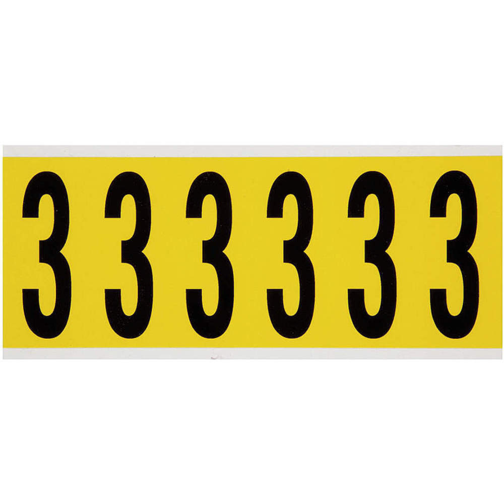 BRADY 3450-3 Number Label 3 1-1/2 Inch Width x 3-1/2 Inch Height | AH2CAC 24UZ39