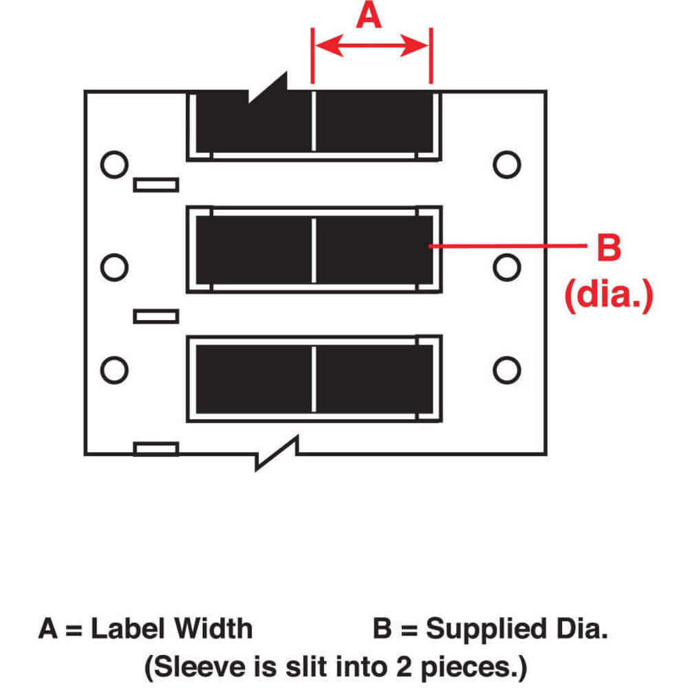 Precut Label Roll, 3/8 x 1 Inch, Polyolefin, Black, For 16 AWG to 20 AWG Wire Gauge