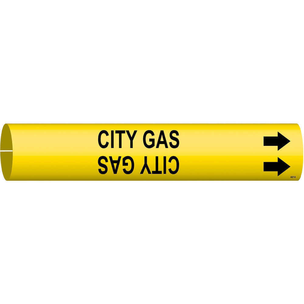 BRADY 4027-B Pipe Marker City Gas Y 1-1/2 To 2-3/8 In | AF4LPV 9AGD7