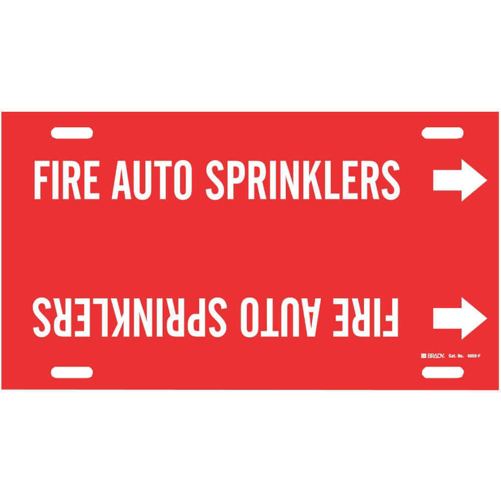 BRADY 4059-F Pipe Marker Fire Auto Sprinklers 6 To 7-7/8in | AF4HWX 8XEW5