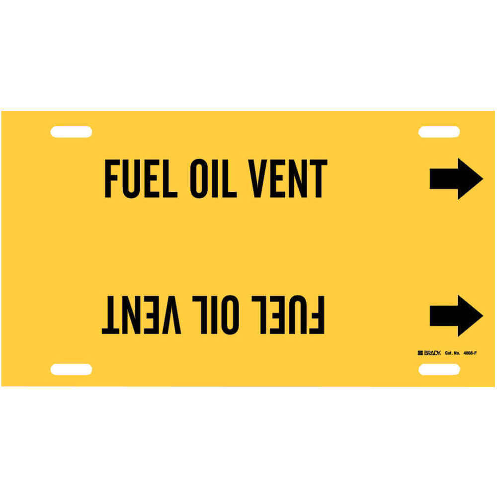 BRADY 4066-H Pipe Marker Fuel Oil Vent Yellow 10 To 15 In | AF4KRH 8ZE36