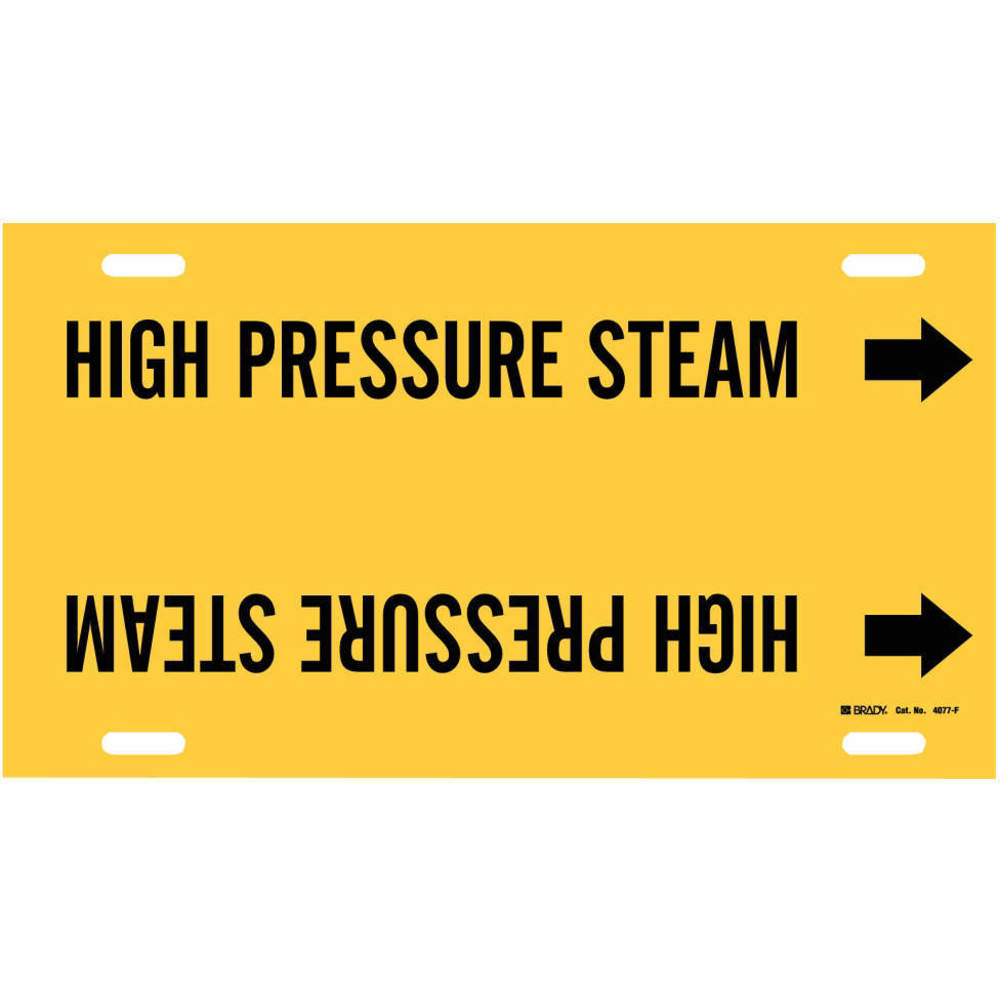 Pipe Marker, High Pressure Steam, Yellow, Black, Fits 6 to 7 7/8 Inch OD, 1 Pipe Marker