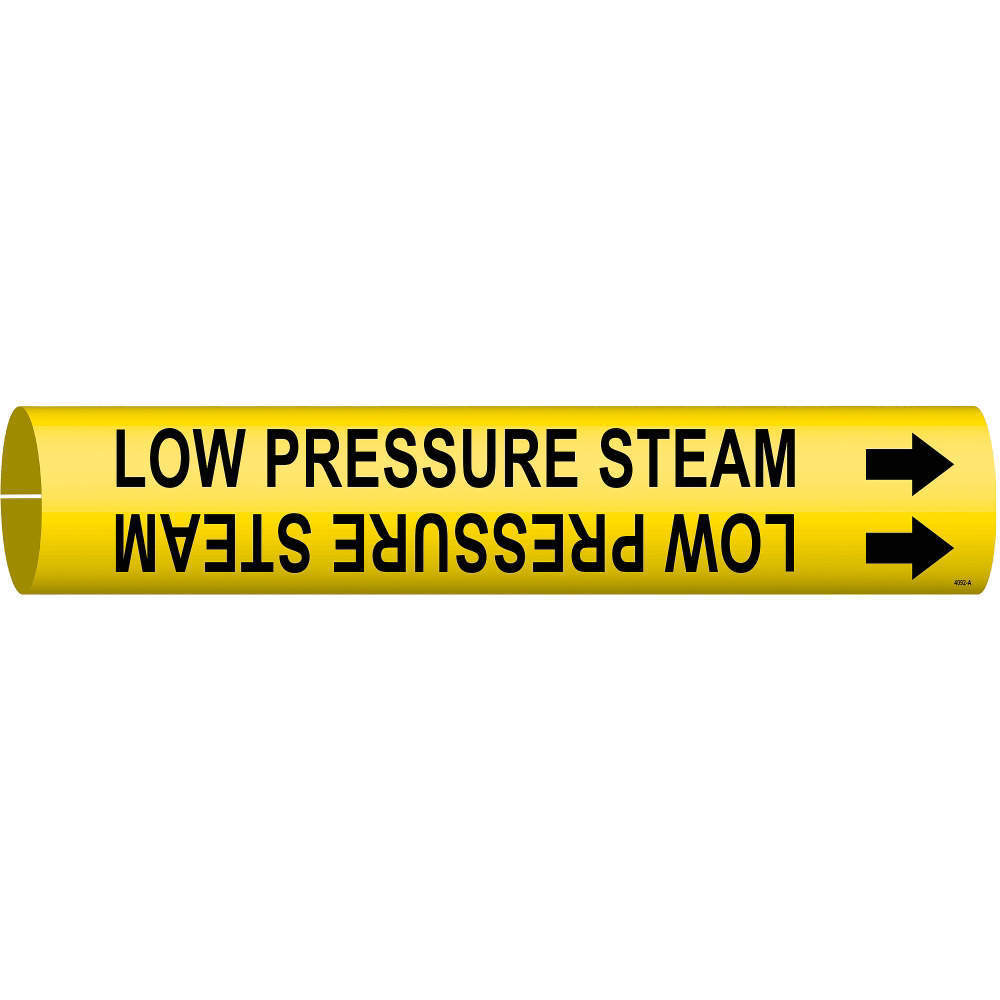 Pipe Marker, Low Pressure Steam, Yellow, Black, Fits 4 to 6 Inch Pipe OD, 1 Pipe Marker