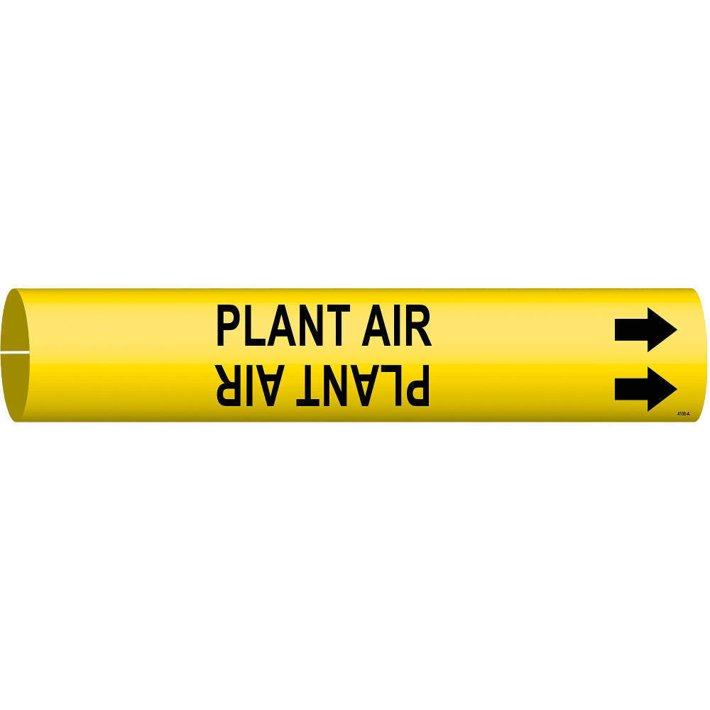BRADY 4108-A Pipe Marker Plant Air Yellow 3/4 To 1-3/8 In | AE3ZHY 5GXU8