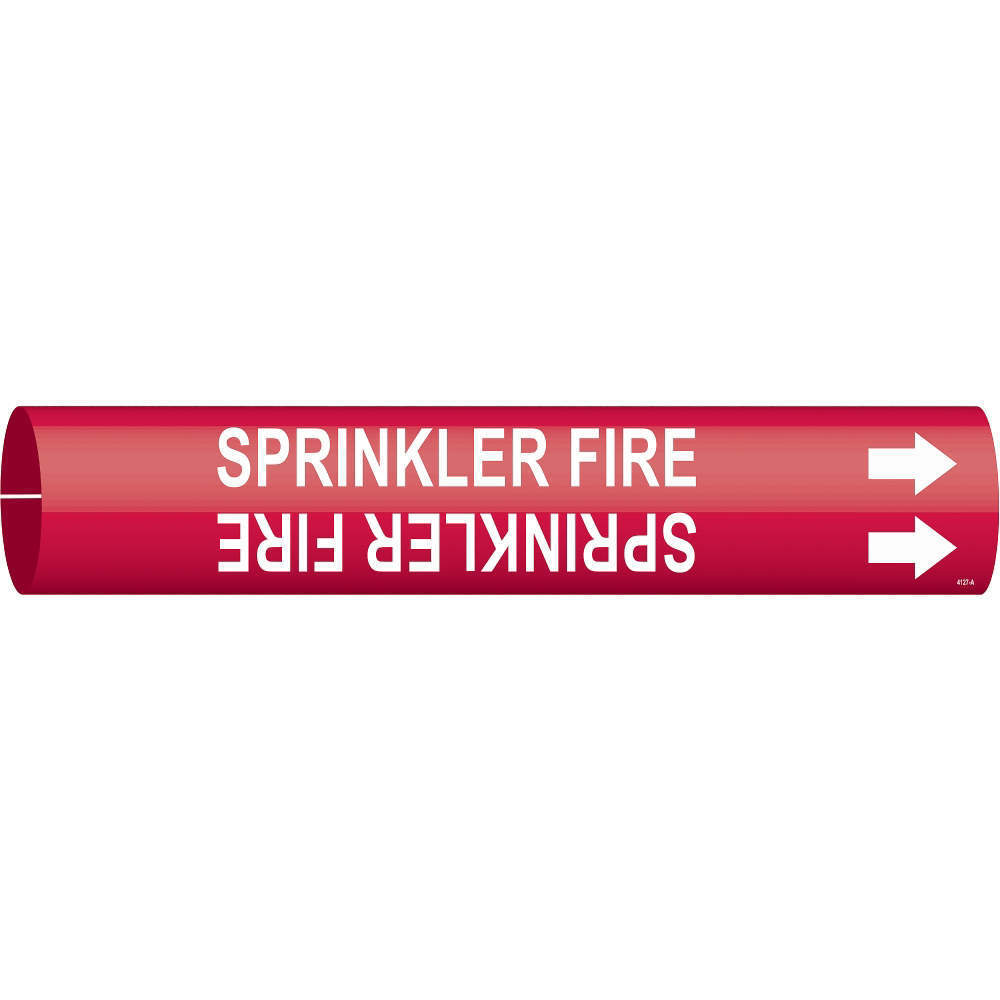 BRADY 4127-A Pipe Marker Sprinkler Fire 3/4 To 1-3/8 In | AC9HZM 3GTW4