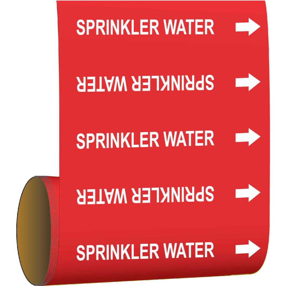 Pipe Marker, Sprinkler Water, Red, White, Fits 2 Inch and Smaller Pipe OD, 30 Pipe Marker