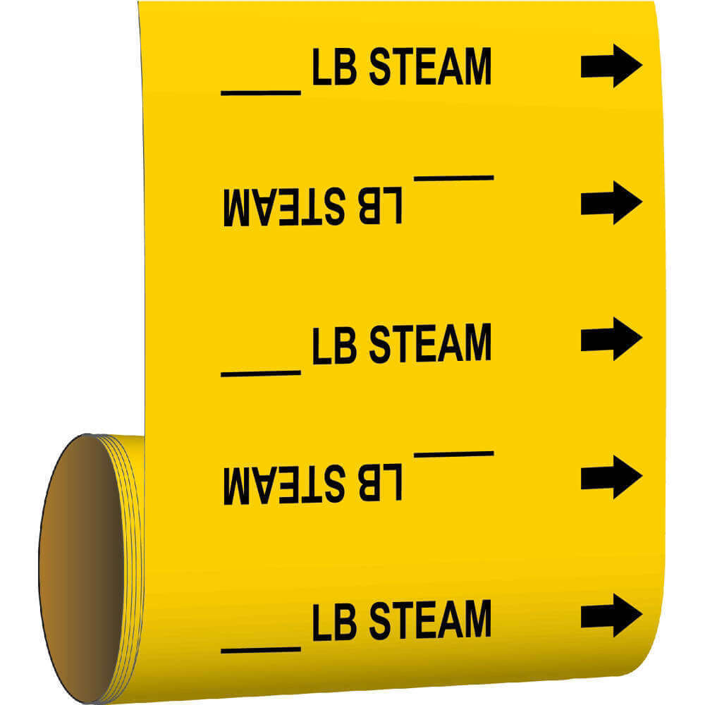 BRADY 41483 Pipe Marker _____lb. Steam Yellow | AF6CNU 9WPN7