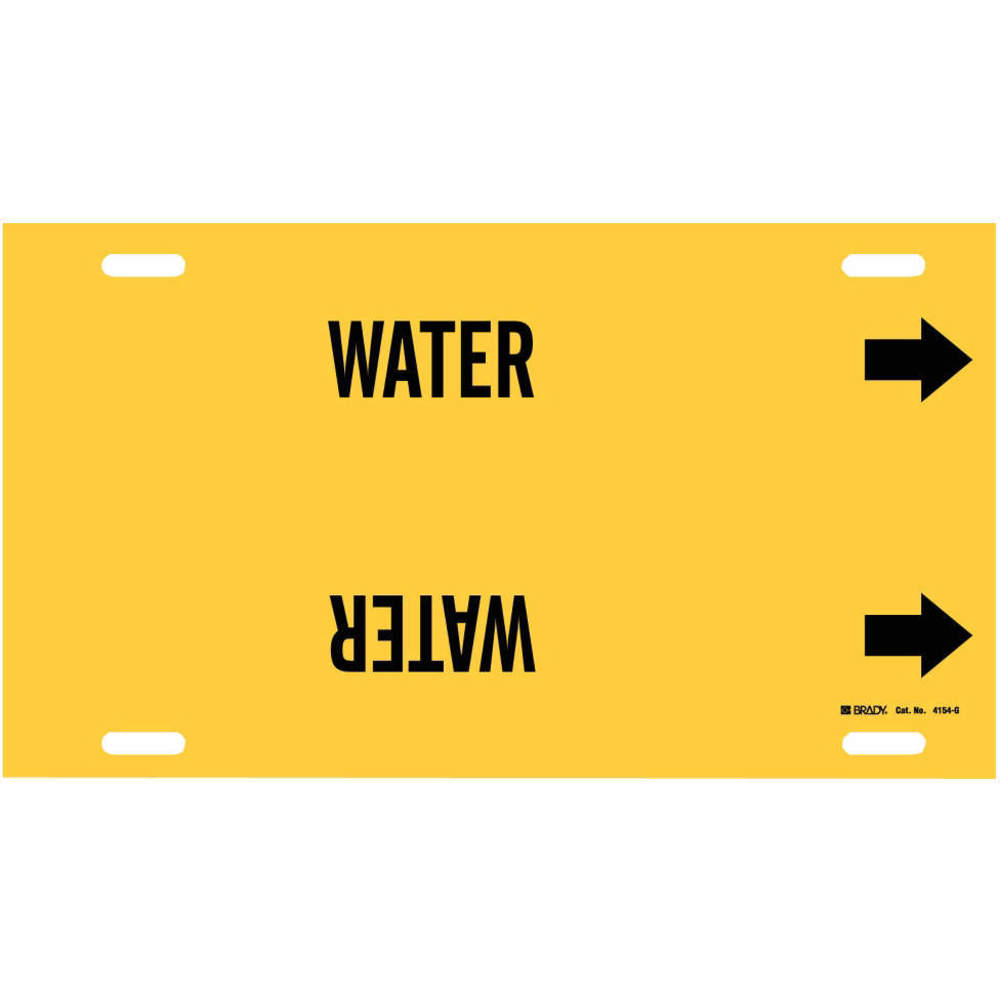 Pipe Marker, Water, Yellow, Black, Fits 8 to 9 7/8 Inch Pipe OD, 1 Pipe Marker, With Arrow