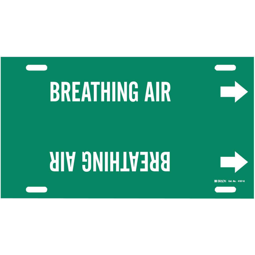 BRADY 4167-G Pipe Marker Breathing Air Green 8 To 9-7/8 In | AE4KYN 5LFT7