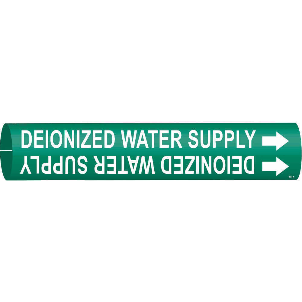 BRADY 4173-A Pipe Marker Deionized Water Supply Green | AF3TWQ 8CX10