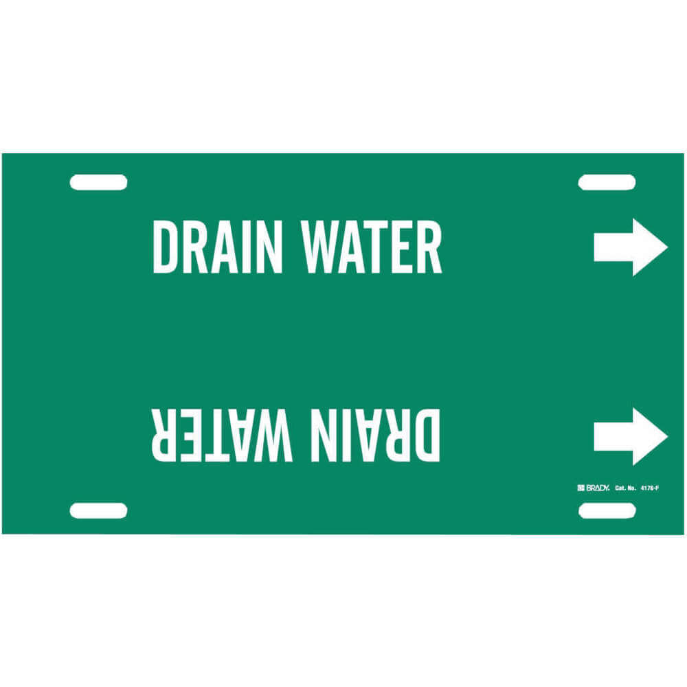 BRADY 4176-G Pipe Marker Drain Water Green 8 To 9-7/8 In | AF3TJJ 8CTH8