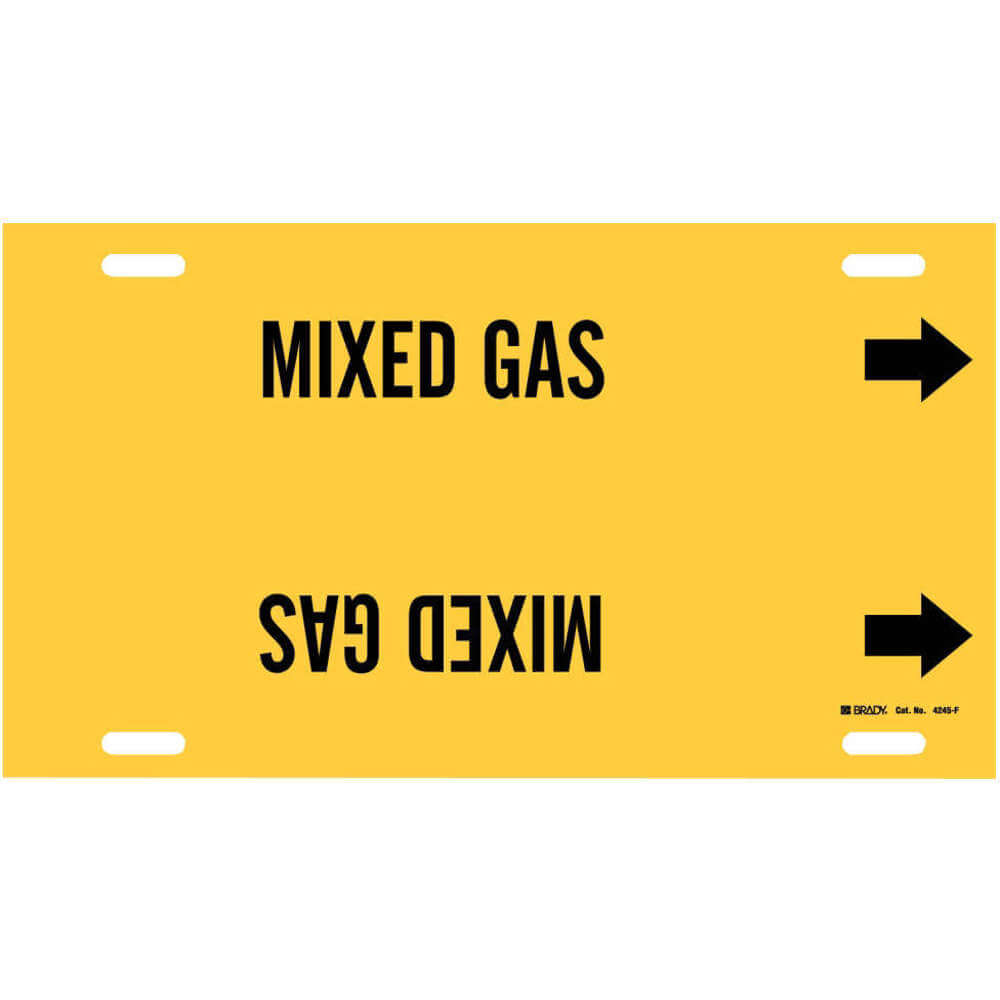 BRADY 4245-H Pipe Marker Mixed Gas Yellow 10 To 15 In | AF6ANE 9UCG7
