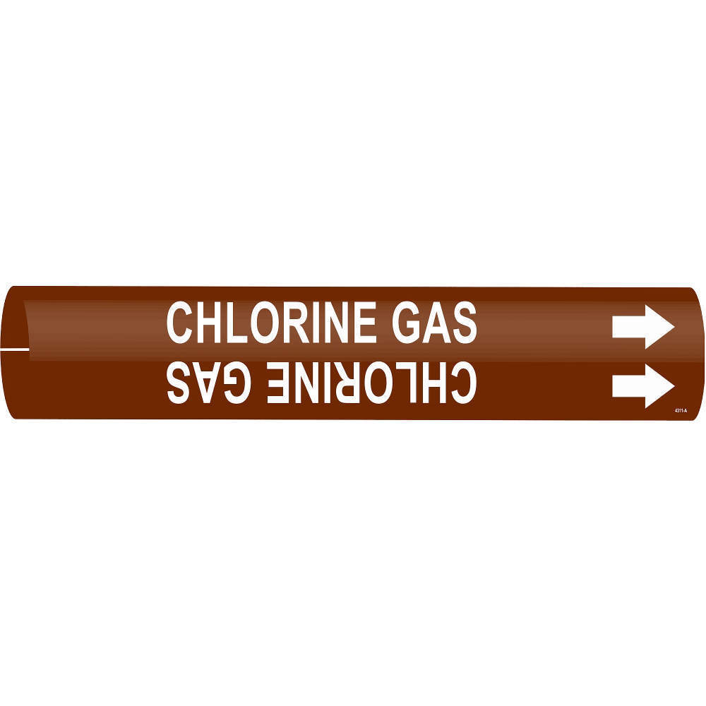 BRADY 4311-B Pipe Marker Chlorine Gas B1-1/2 To 2-3/8 In | AE3ZRC 5GYE3