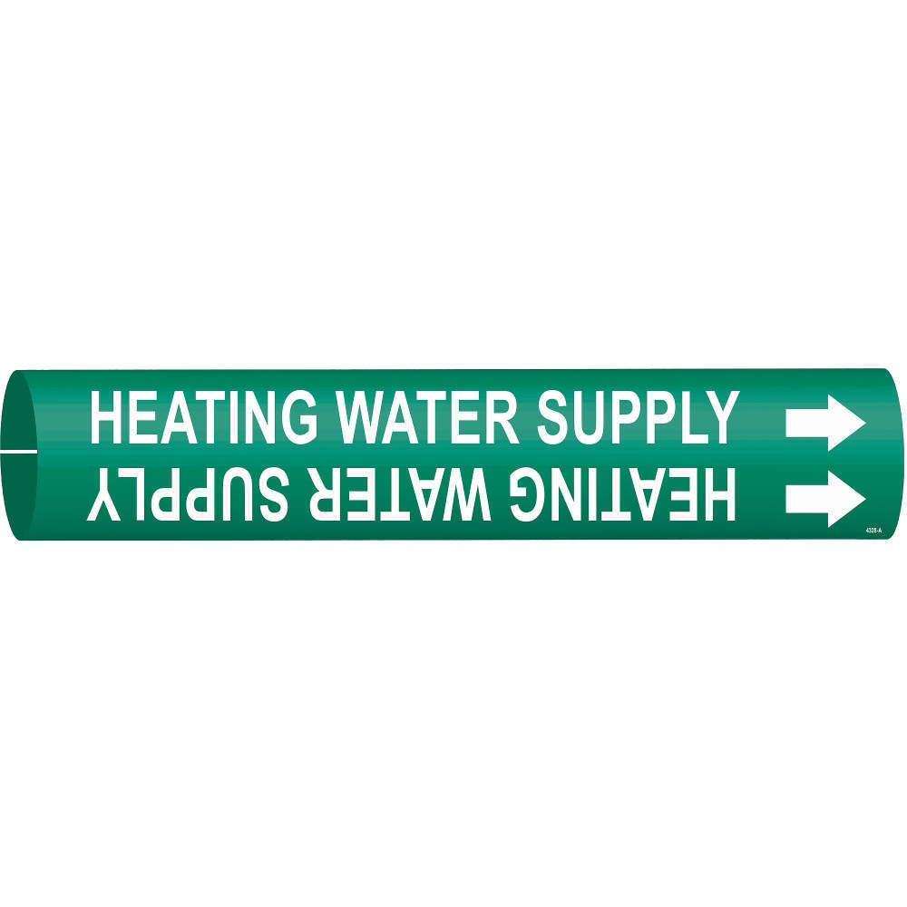 BRADY 4328-A Pipe Marker Heating Water Supply 3/4 To 1-3/8 | AE3ZRR 5GYF6