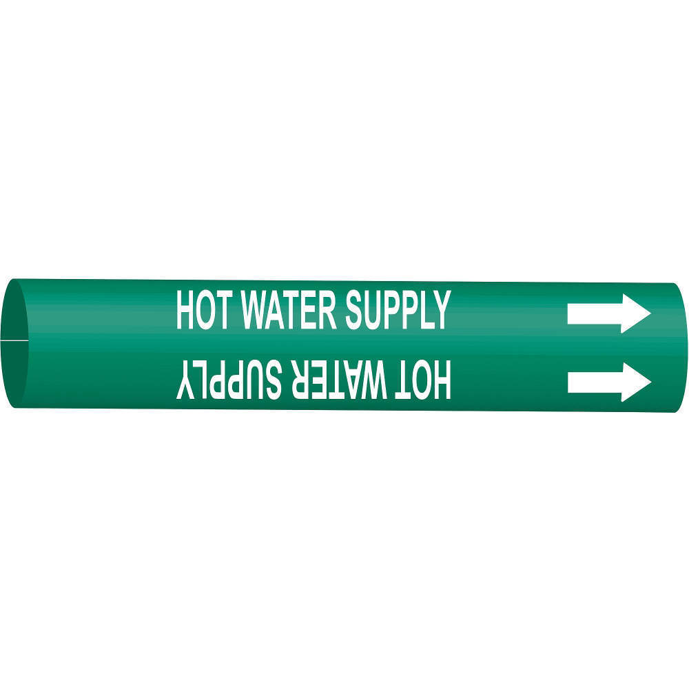 BRADY 4338-G Pipe Marker Hot Water Supply Green 8 To 9-7/8 In | AE4LEN 5LGF3