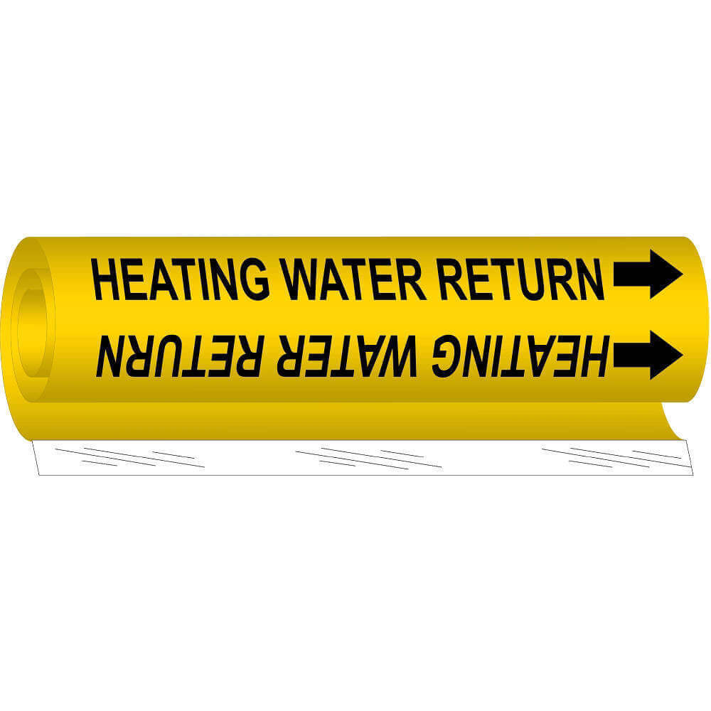 BRADY 5702-II Pipe Marker Heating Water Return Yellow | AA6MUT 14H881