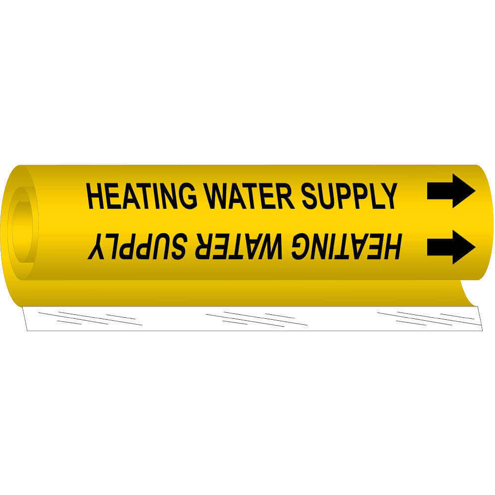 BRADY 5703-I Pipe Marker Heating Water Supply Yellow | AA6MUW 14H884
