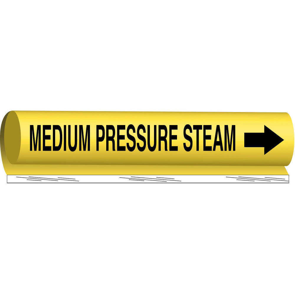 BRADY 5723-I Pipe Marker Medium Pressure Steam Yellow | AA6MWC 14H914