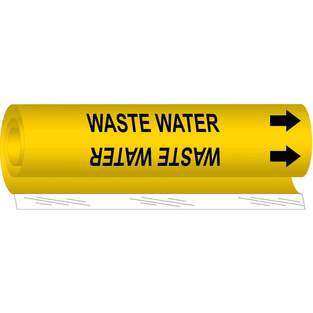 BRADY 5784-I Pipe Marker Waste Water Y 1-1/2 To 2-3/8 In | AA6NAM 14J016