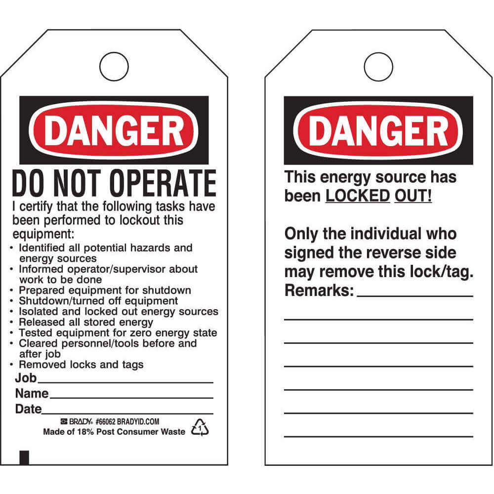 BRADY 66062 Danger Tag 5-3/4 x 3 Inch Osha 3/8 Inch - Pack Of 25 | AA7HCQ 15Y639