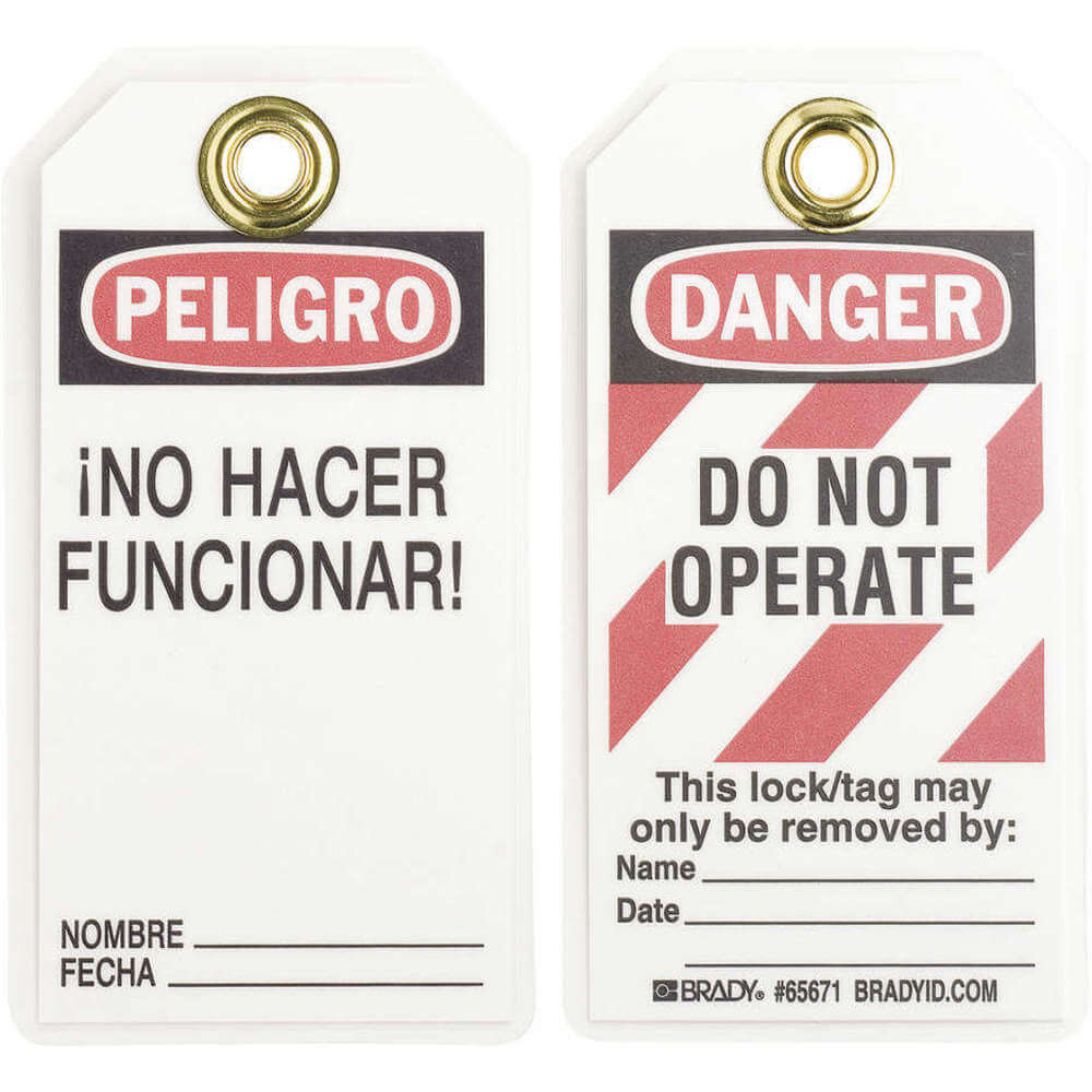 BRADY 65671 Danger Bilingual Tag 5-1/2 x 3 Inch - Pack of 25 | AF2FRR 6T848