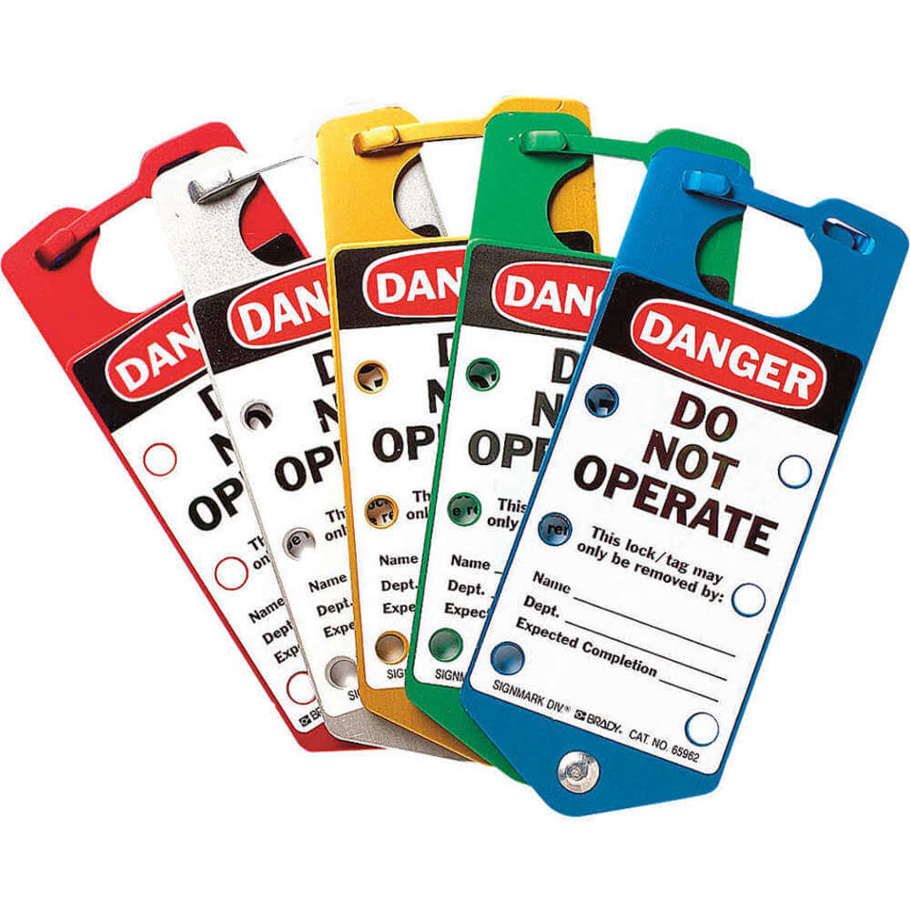 Lockout Hasp Assortment, Labelled Hasp, 1.5 Inch Opening Size, Assorted, 6 Padlocks