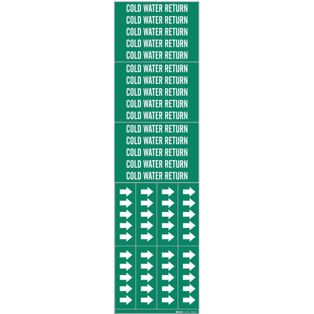 BRADY 7056-3C Pipe Marker Cold Water Return To 3/4 In | AE2ZPQ 5ACN5