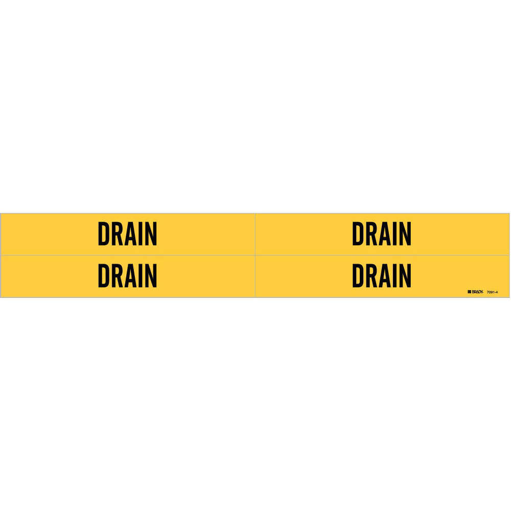 BRADY 7091-4 Pipe Marker Drain Yellow 3/4 To 2-3/8 In | AE2ZTL 5ACX3