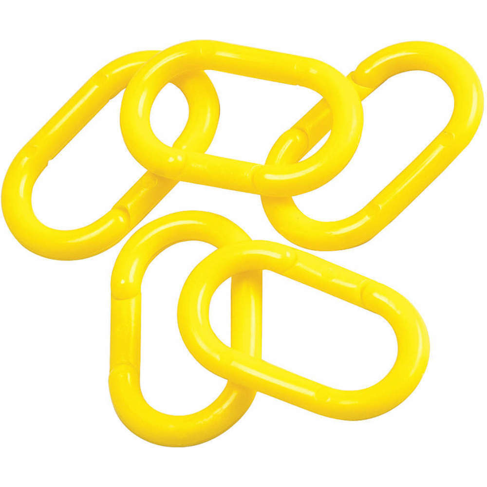 Chain Link for Plastic Chain Barrier, Yellow, 50 4/5 mm Overall Length, Polyethylene