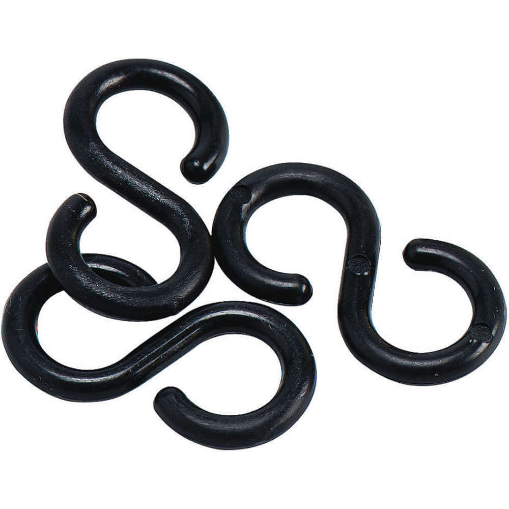 S-Hook for Plastic Chain Barrier, Black, 50 4/5 mm Overall Lg, 50 4/5 mm Overall Wd