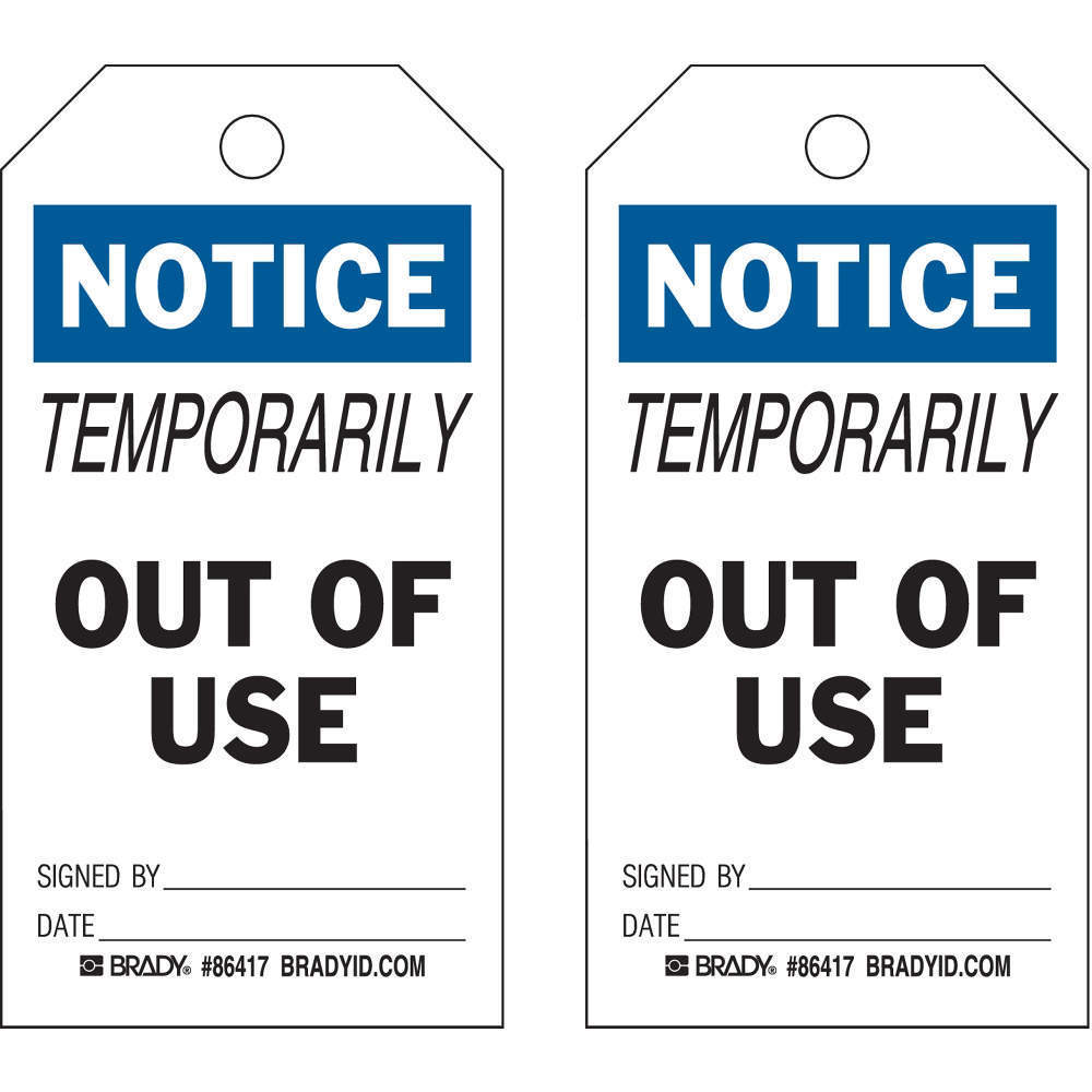 BRADY 86417 Notice Tag 5-3/4 x 3 Inch Hd Polyest - Pack Of 10 | AF4AQX 8NCL3
