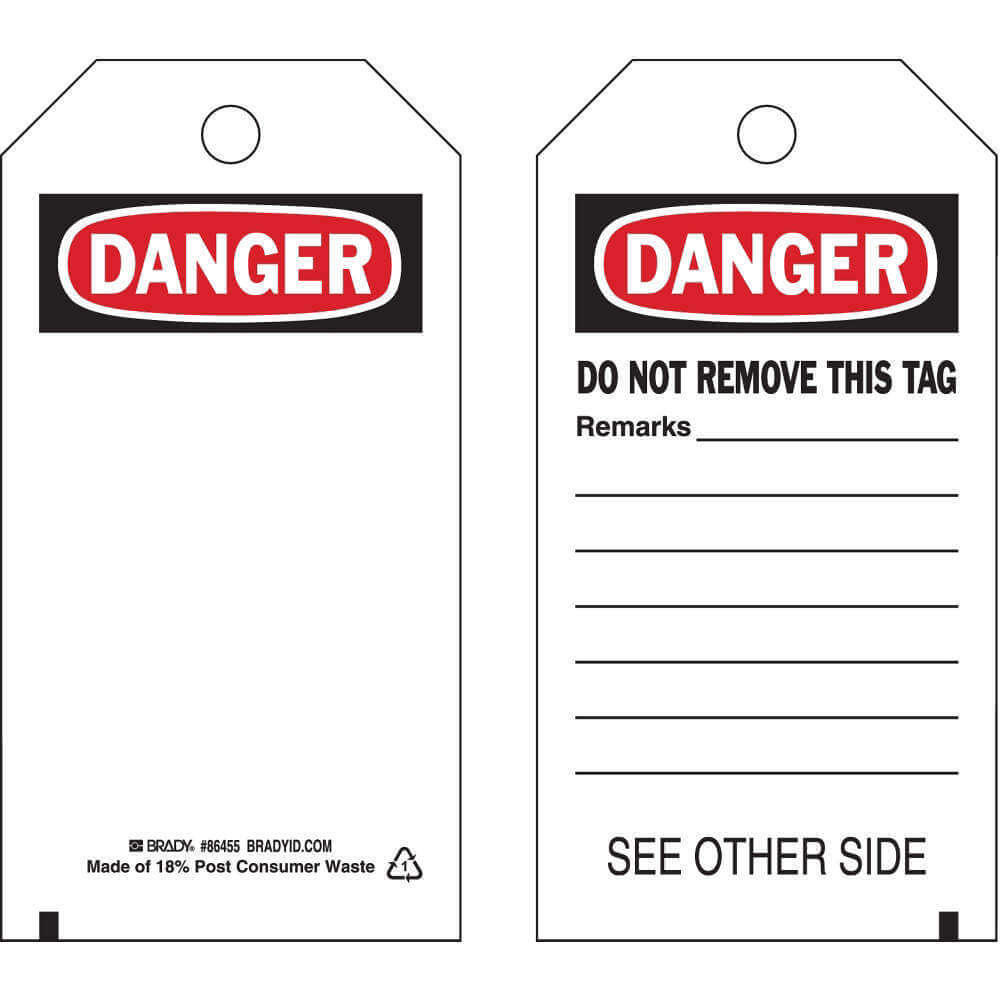 BRADY 86455 Danger Tag 5-3/4 x 3 Inch 3/8 Inch - Pack Of 10 | AF3RTP 8CM79