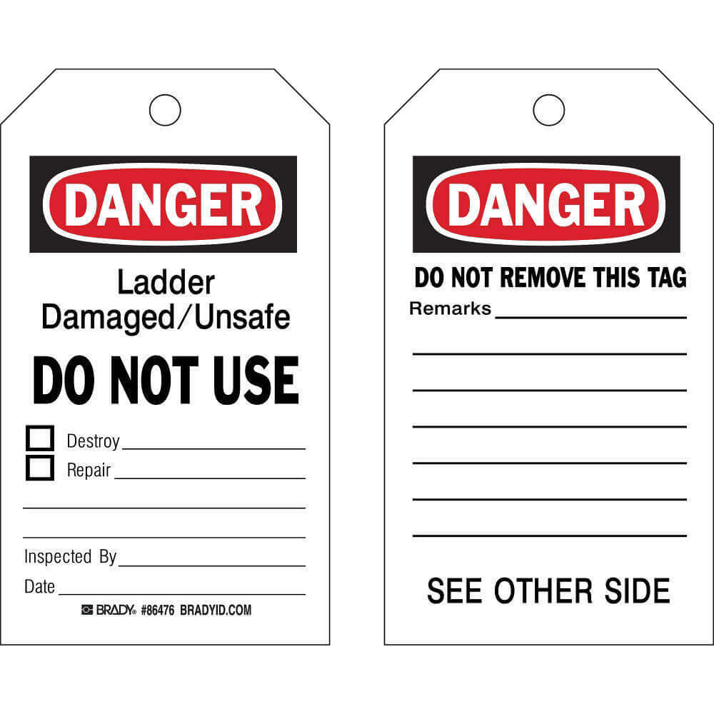 BRADY 86476 Danger Tag 7 x 4 Inch Black And Red/white - Pack Of 10 | AF4GEJ 8VU40