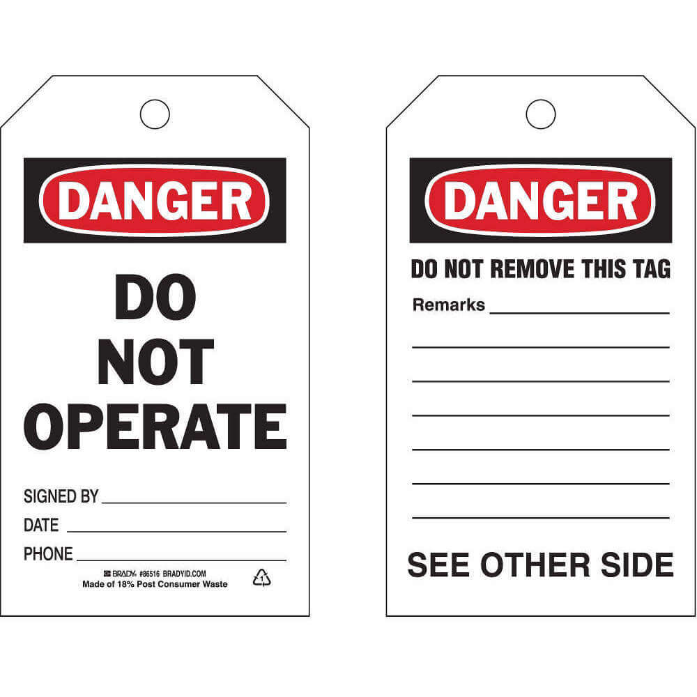 BRADY 86516 Danger Tag 7 x 4 Inch Black And Red/white - Pack Of 10 | AF4JJQ 8YAD2