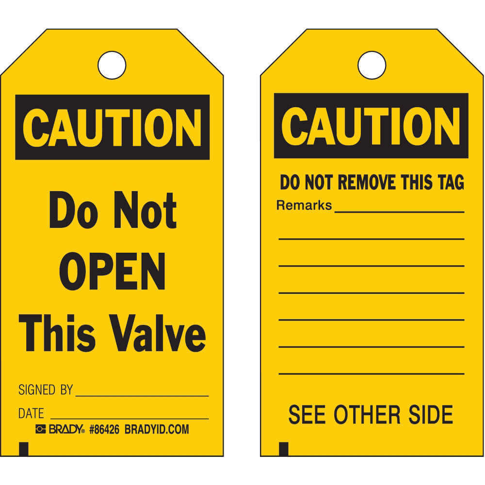 BRADY 86487 Caution Tag 7 x 4 Inch Black/yellow Hd Polyester - Pack Of 10 | AF4APU 8NC29