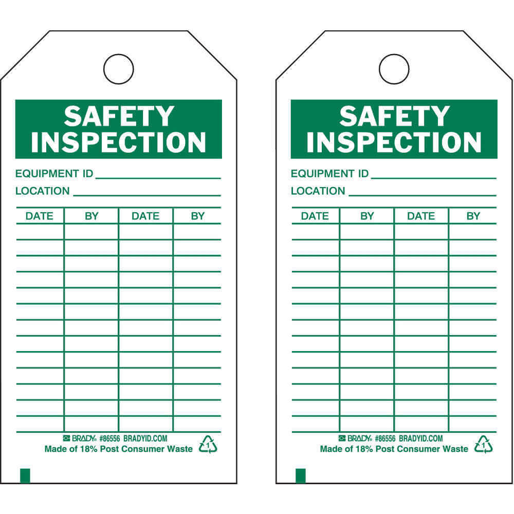 BRADY 86556 Safety Inspection Tag 5-3/4 x 3 Inch - Pack Of 10 | AF4GFX 8VUM7