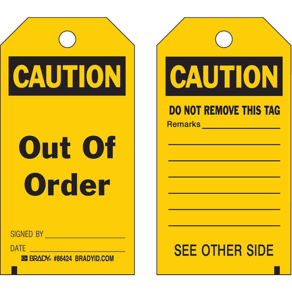 BRADY 86653 Caution Tag 5-3/4 x 3 Inch Black/yellow - Pack Of 100 | AF4GEQ 8VU50